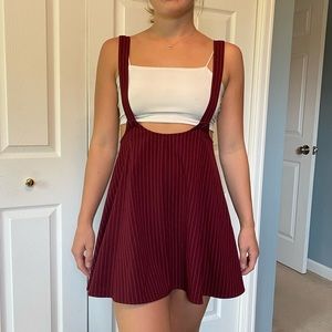 Maroon & White Striped Forever 21 Dress